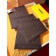 Knockoff Fendi FF wool and cashmere blend scarf burgundy 32 x 200 Replica Clone