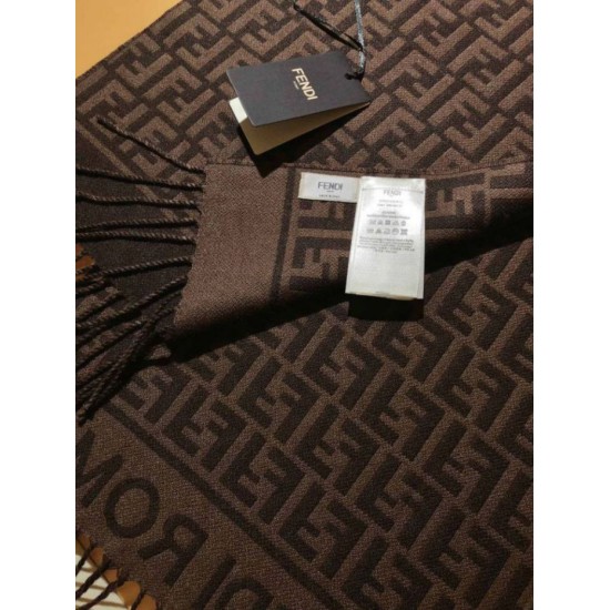 Knockoff Fendi FF wool and cashmere blend scarf burgundy 32 x 200 Replica Clone