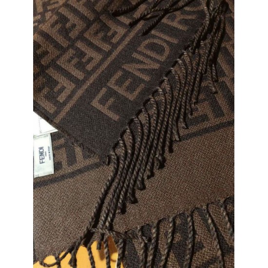 Knockoff Fendi FF wool and cashmere blend scarf burgundy 32 x 200 Replica Clone