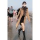 Knockoff Wool blend scarf with Fendi FF logo inlay brown 42 x 180 Replica Clone