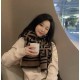 Knockoff Wool blend scarf with Fendi FF logo inlay brown 42 x 180 Replica Clone