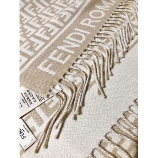 Knockoff Fendi FF wool and cashmere blend scarf beige 32 x 200 Replica Clone