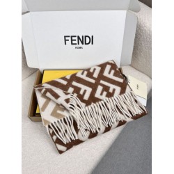 Knockoff Fendi FF cashmere and wool blend scarf brown 35 x 180 Replica Clone