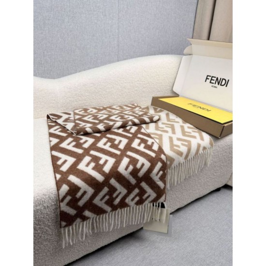 Knockoff Fendi FF cashmere and wool blend scarf brown 35 x 180 Replica Clone
