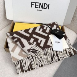 Knockoff Fendi FF cashmere and wool blend scarf dove gray 35 x 180 Replica Clone