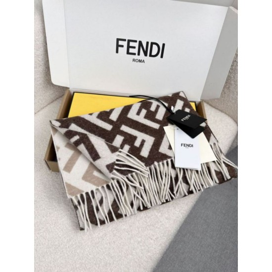 Knockoff Fendi FF cashmere and wool blend scarf dove gray 35 x 180 Replica Clone