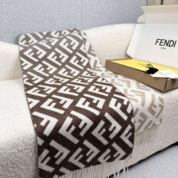 Knockoff Fendi FF cashmere and wool blend scarf dove gray 35 x 180 Replica Clone