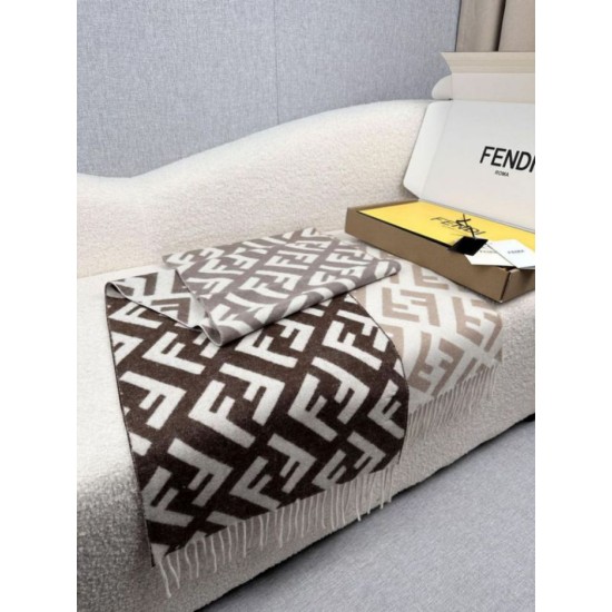 Knockoff Fendi FF cashmere and wool blend scarf dove gray 35 x 180 Replica Clone
