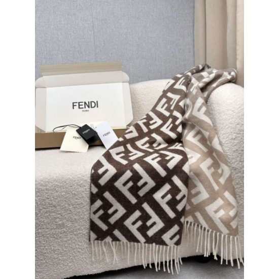 Knockoff Fendi FF cashmere and wool blend scarf dove gray 35 x 180 Replica Clone