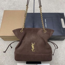 AAAAA Replica YSL Saint Laurent Jamie 4.3 Pochon Shopping Suede Shoulder Bag Brown Fake Clone