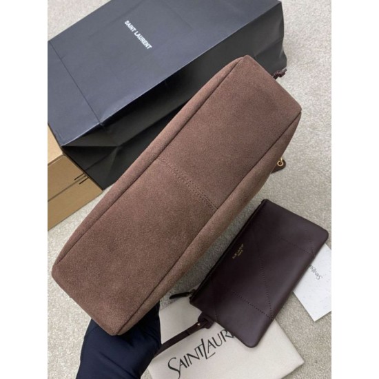 Replica YSL Saint Laurent Jamie 4.3 Pochon Shopping Suede Shoulder Bag Brown Knockoff Cheap AAAAA Replica YSL Saint Laurent Jamie 4.3 Pochon Shopping Suede Shoulder Bag Brown Fake Clone