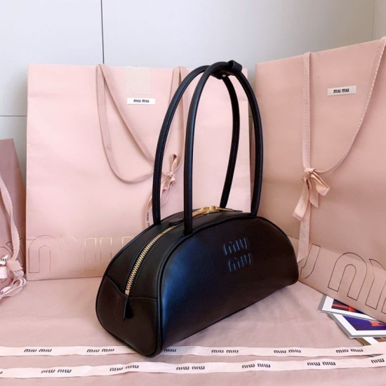 AAAAA Replica Miu Miu Beau Handbags Cognac Brown 5BB193 Black Fake Clone