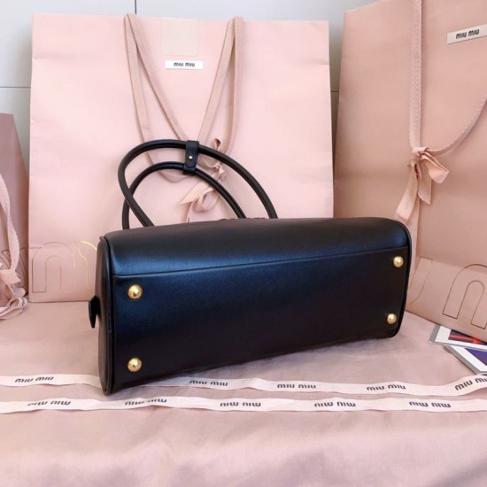 AAAAA Replica Miu Miu Beau Handbags Cognac Brown 5BB193 Black Fake Clone