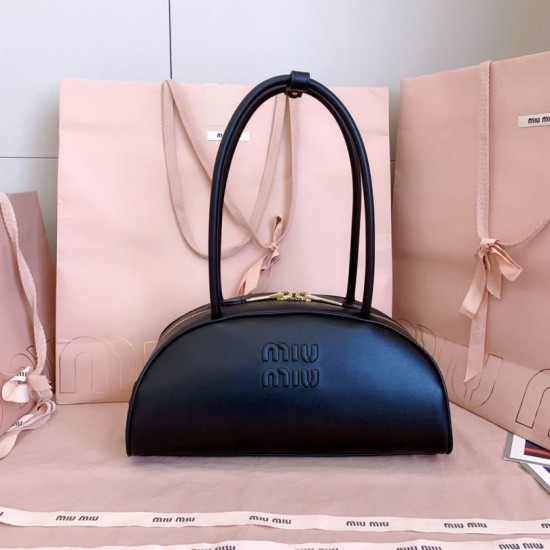 AAAAA Replica Miu Miu Beau Handbags Cognac Brown 5BB193 Black Fake Clone