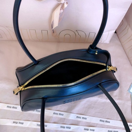 AAAAA Replica Miu Miu Beau Handbags Cognac Brown 5BB193 Black Fake Clone