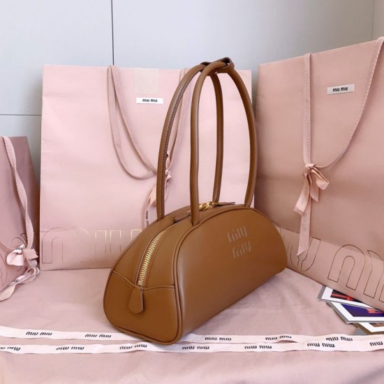 AAAAA Replica Miu Miu Beau Handbags Cognac Brown 5BB193 Brown Fake Clone