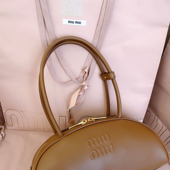 AAAAA Replica Miu Miu Beau Handbags Cognac Brown 5BB193 Brown Fake Clone