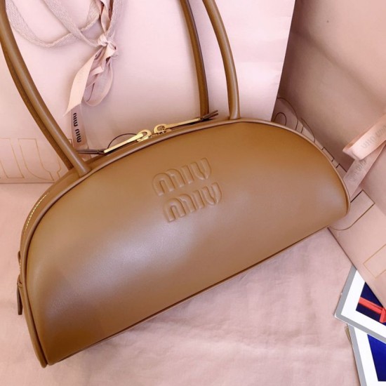 AAAAA Replica Miu Miu Beau Handbags Cognac Brown 5BB193 Brown Fake Clone