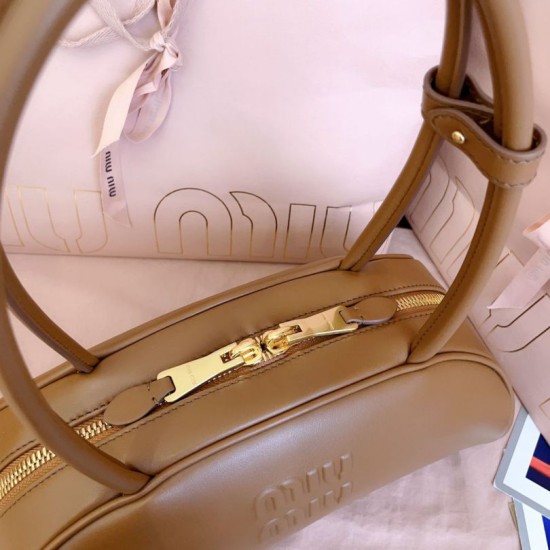 AAAAA Replica Miu Miu Beau Handbags Cognac Brown 5BB193 Brown Fake Clone