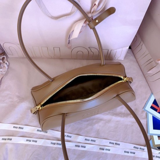 AAAAA Replica Miu Miu Beau Handbags Cognac Brown 5BB193 Brown Fake Clone