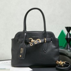 AAAAA Replica Miu Miu Adventure Nappa Leather 5BA292 Black Tote Fake Clone