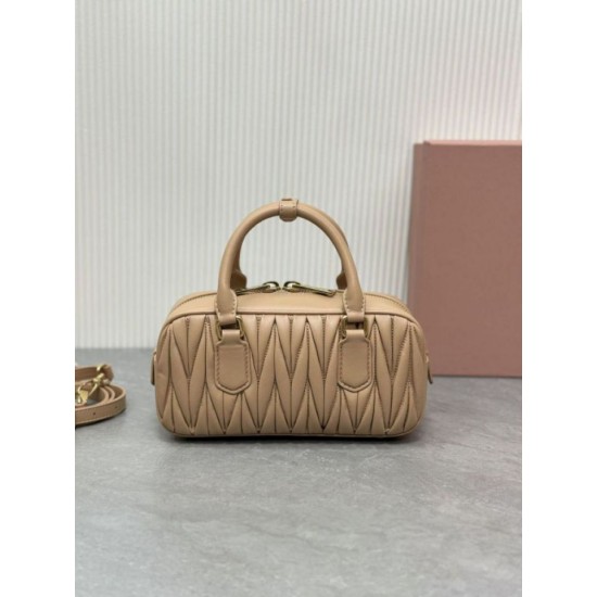 AAAAA Replica Miu Miu Arcadie Quilted Top-Handle Bag Apricot Fake Clone