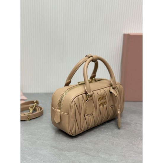 AAAAA Replica Miu Miu Arcadie Quilted Top-Handle Bag Apricot Fake Clone