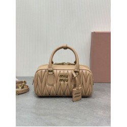 AAAAA Replica Miu Miu Arcadie Quilted Top-Handle Bag Apricot Fake Clone