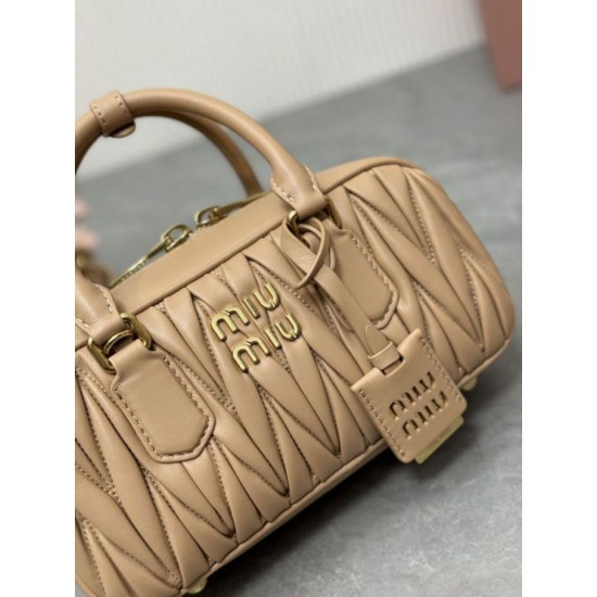 AAAAA Replica Miu Miu Arcadie Quilted Top-Handle Bag Apricot Fake Clone
