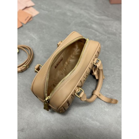 AAAAA Replica Miu Miu Arcadie Quilted Top-Handle Bag Apricot Fake Clone