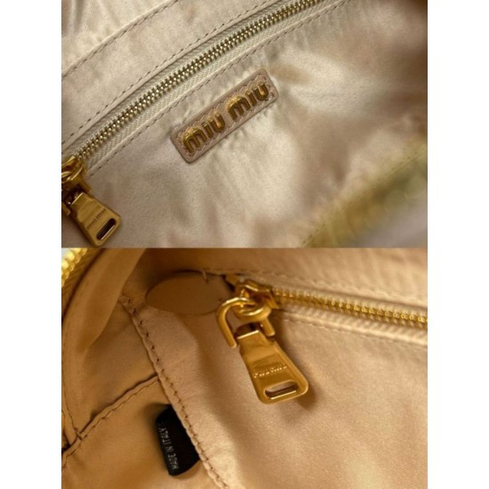 AAAAA Replica Miu Miu Arcadie Quilted Top-Handle Bag Apricot Fake Clone