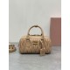 AAAAA Replica Miu Miu Arcadie Quilted Top-Handle Bag Apricot Fake Clone