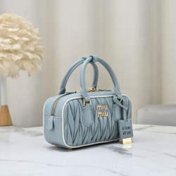AAAAA Replica Miu Miu Arcadie Quilted Top-Handle Bag Blue Fake Clone