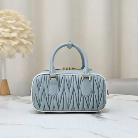 Replica Miu Miu Arcadie Quilted Top-Handle Bag Blue Knockoff Cheap AAAAA Replica Miu Miu Arcadie Quilted Top-Handle Bag Blue Fake Clone