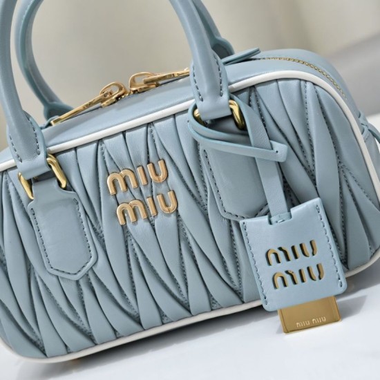 Replica Miu Miu Arcadie Quilted Top-Handle Bag Blue Knockoff Cheap AAAAA Replica Miu Miu Arcadie Quilted Top-Handle Bag Blue Fake Clone