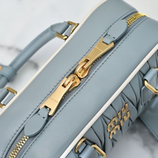 Replica Miu Miu Arcadie Quilted Top-Handle Bag Blue Knockoff Cheap AAAAA Replica Miu Miu Arcadie Quilted Top-Handle Bag Blue Fake Clone