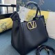 AAAAA Replica Valentino Garavani Alltime Medium Grained Calfskin Handbag Black Fake Clone