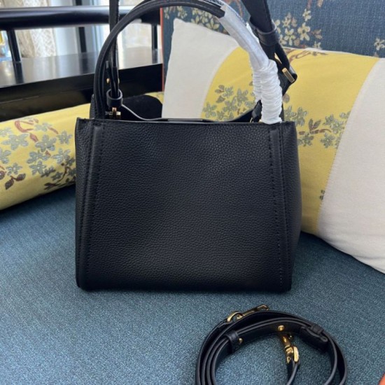AAAAA Replica Valentino Garavani Alltime Medium Grained Calfskin Handbag Black Fake Clone