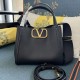 AAAAA Replica Valentino Garavani Alltime Medium Grained Calfskin Handbag Black Fake Clone
