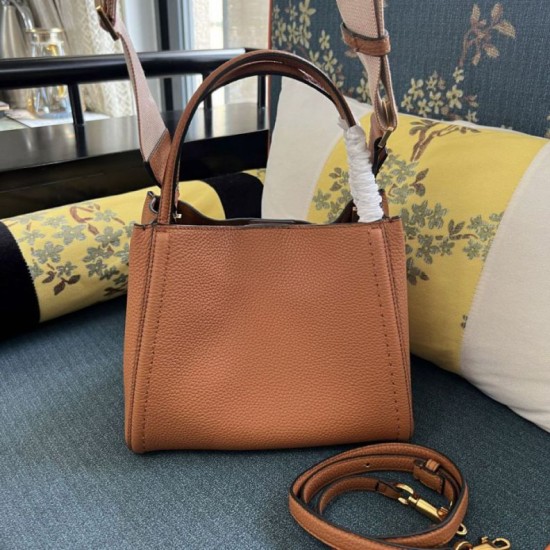 AAAAA Replica Valentino Garavani Alltime Medium Grained Calfskin Handbag Brown Fake Clone