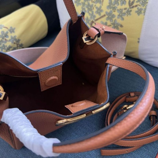 AAAAA Replica Valentino Garavani Alltime Medium Grained Calfskin Handbag Brown Fake Clone
