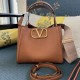 AAAAA Replica Valentino Garavani Alltime Medium Grained Calfskin Handbag Brown Fake Clone