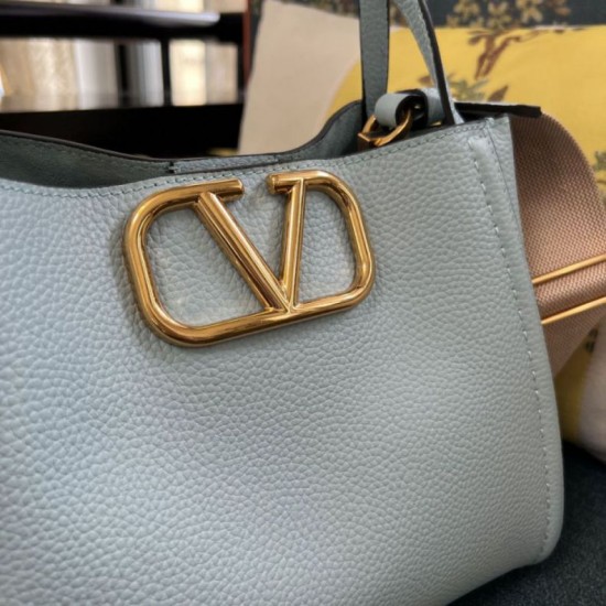 AAAAA Replica Valentino Garavani Alltime Medium Grained Calfskin Handbag Blue Fake Clone