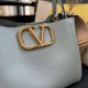 AAAAA Replica Valentino Garavani Alltime Medium Grained Calfskin Handbag Blue Fake Clone