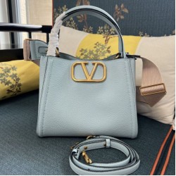 AAAAA Replica Valentino Garavani Alltime Medium Grained Calfskin Handbag Blue Fake Clone