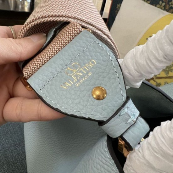 AAAAA Replica Valentino Garavani Alltime Medium Grained Calfskin Handbag Blue Fake Clone