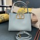 AAAAA Replica Valentino Garavani Alltime Medium Grained Calfskin Handbag Blue Fake Clone