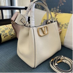 AAAAA Replica Valentino Garavani Alltime Medium Grained Calfskin Handbag Beige Fake Clone