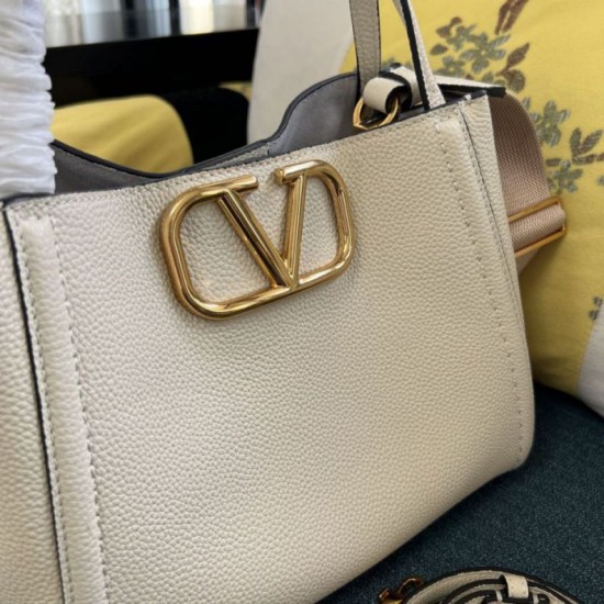 AAAAA Replica Valentino Garavani Alltime Medium Grained Calfskin Handbag Beige Fake Clone
