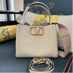 AAAAA Replica Valentino Garavani Alltime Medium Grained Calfskin Handbag Beige Fake Clone